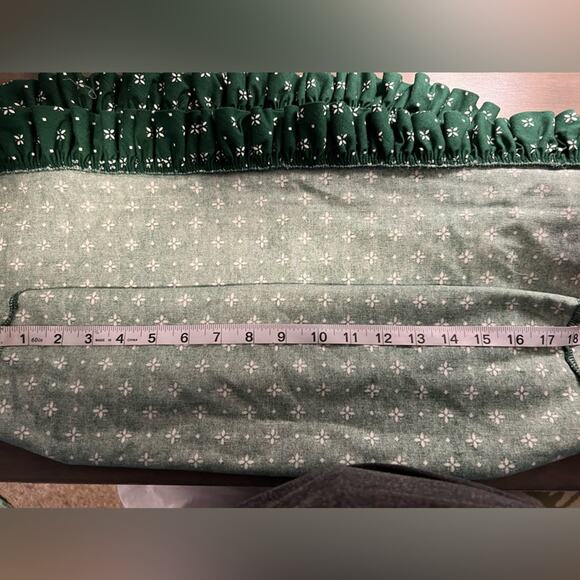 Longaberger Green Heritage 1990s Laundry Basket Liner Green & White - Picture 9 of 10